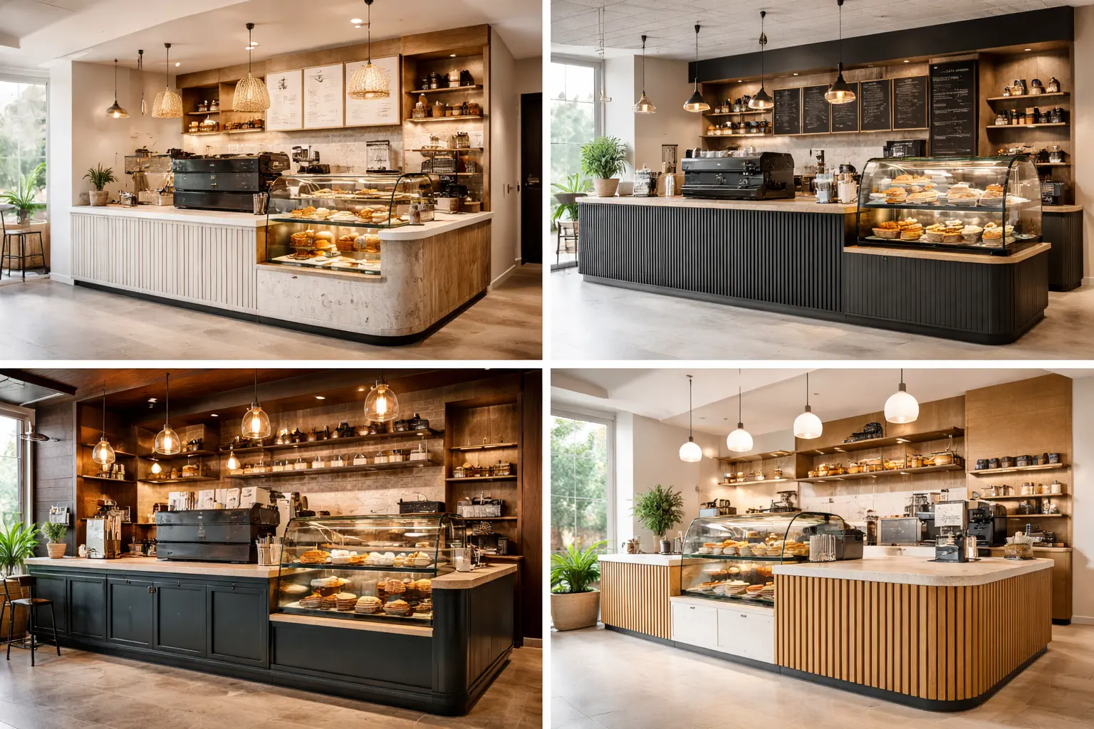 custom designed coffee shop counters with display cases
