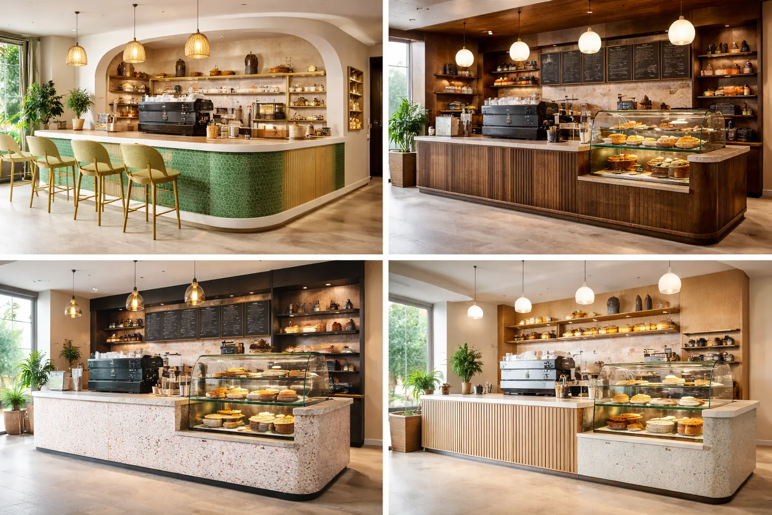 custom café counter designs with pastry display cases