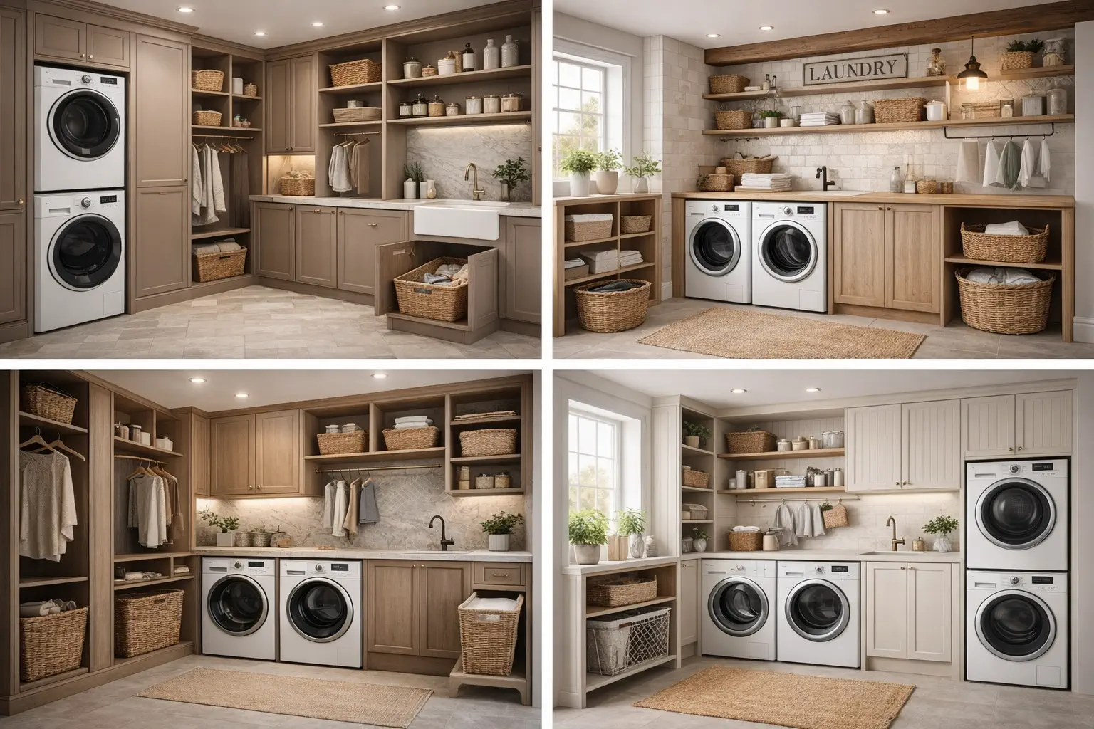 custom cabinetry and open shelving setups