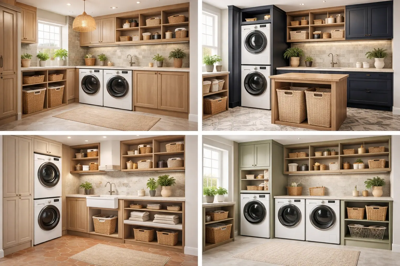 built in washer dryer units and organized storage