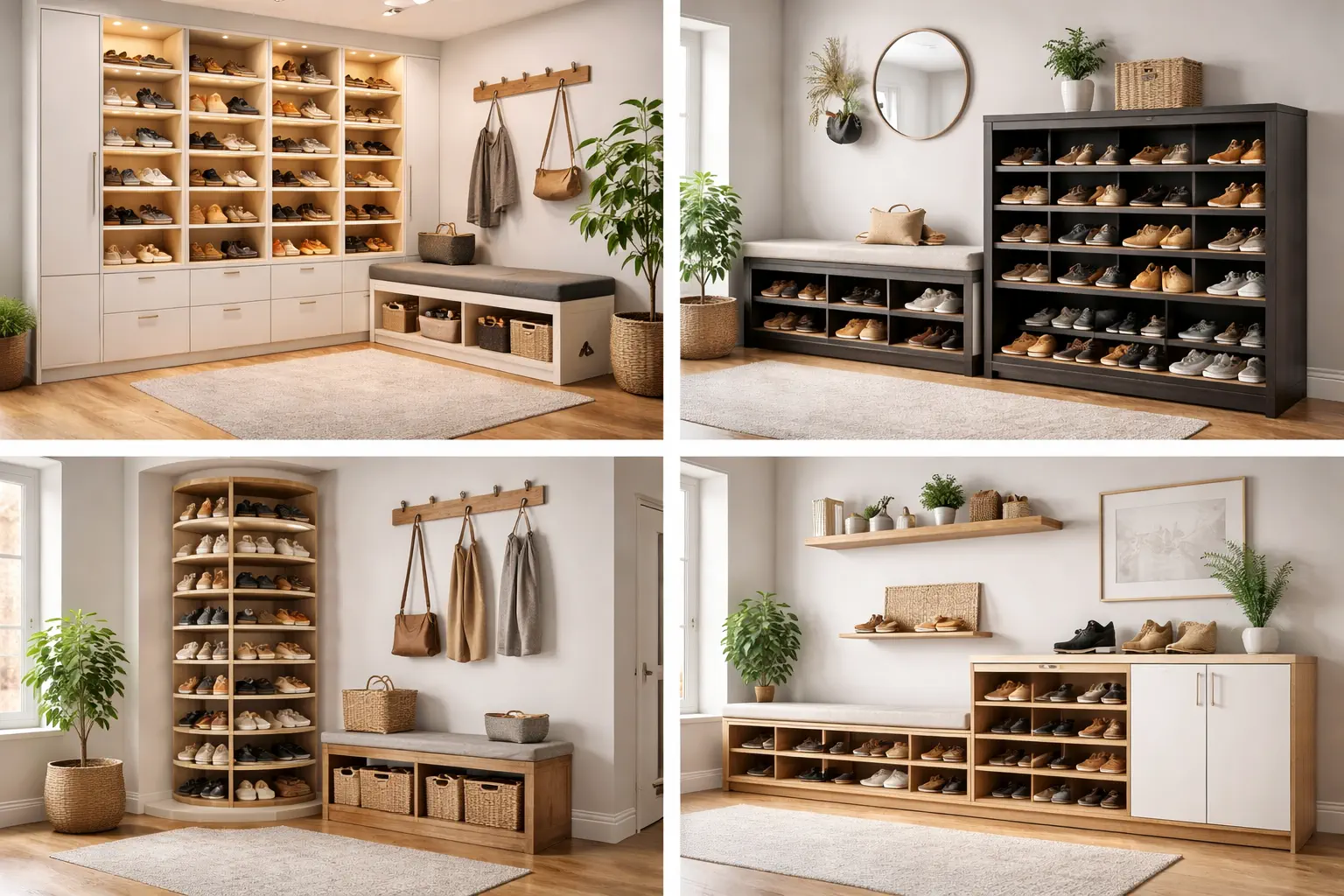 wall mounted shelves and glass door cabinets